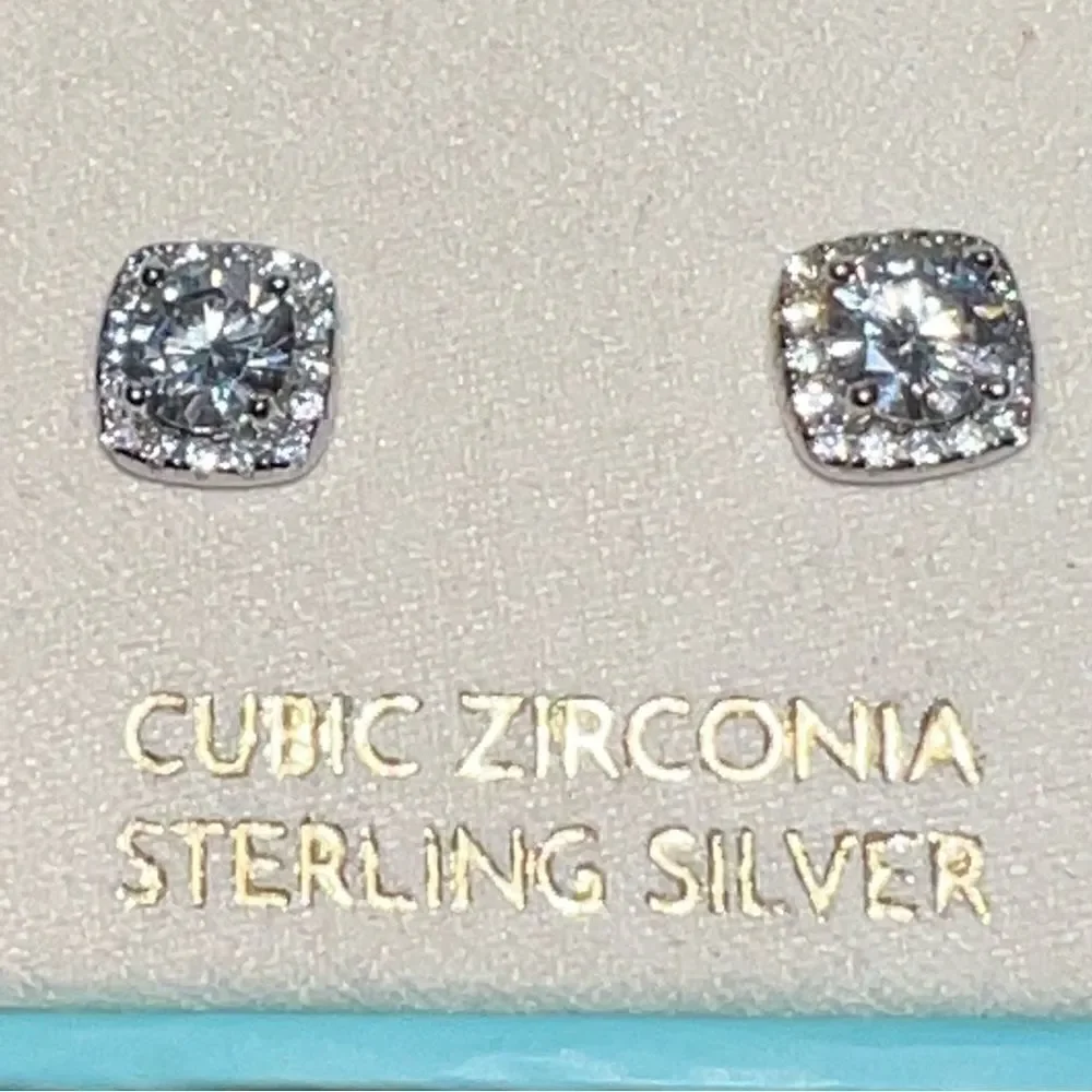 Gorgeous sterling silver and cubic zirconia Halo Earrings